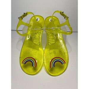 Katy Perry Yellow Jelly Sandals with Rainbow size 6